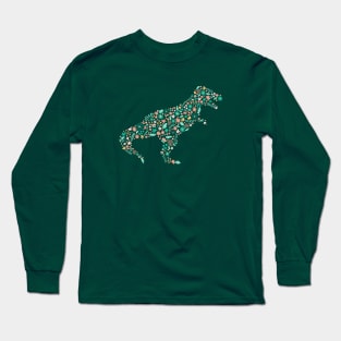 Floral T-Rex Teal + Pink Long Sleeve T-Shirt